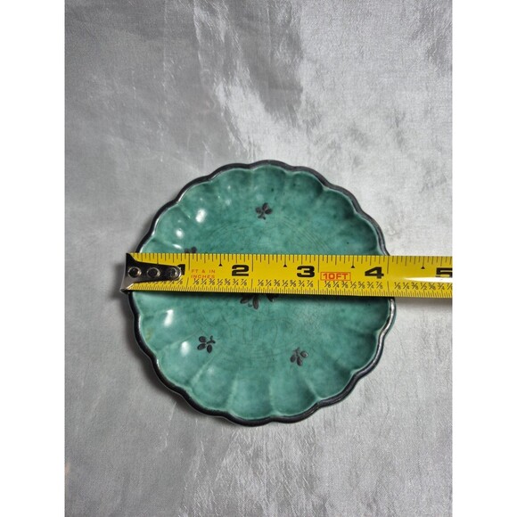 VTG Gustavsberg Sweden Argenta Art Pottery Scallop Edge Dish Silver Detail #939 - Picture 15 of 15
